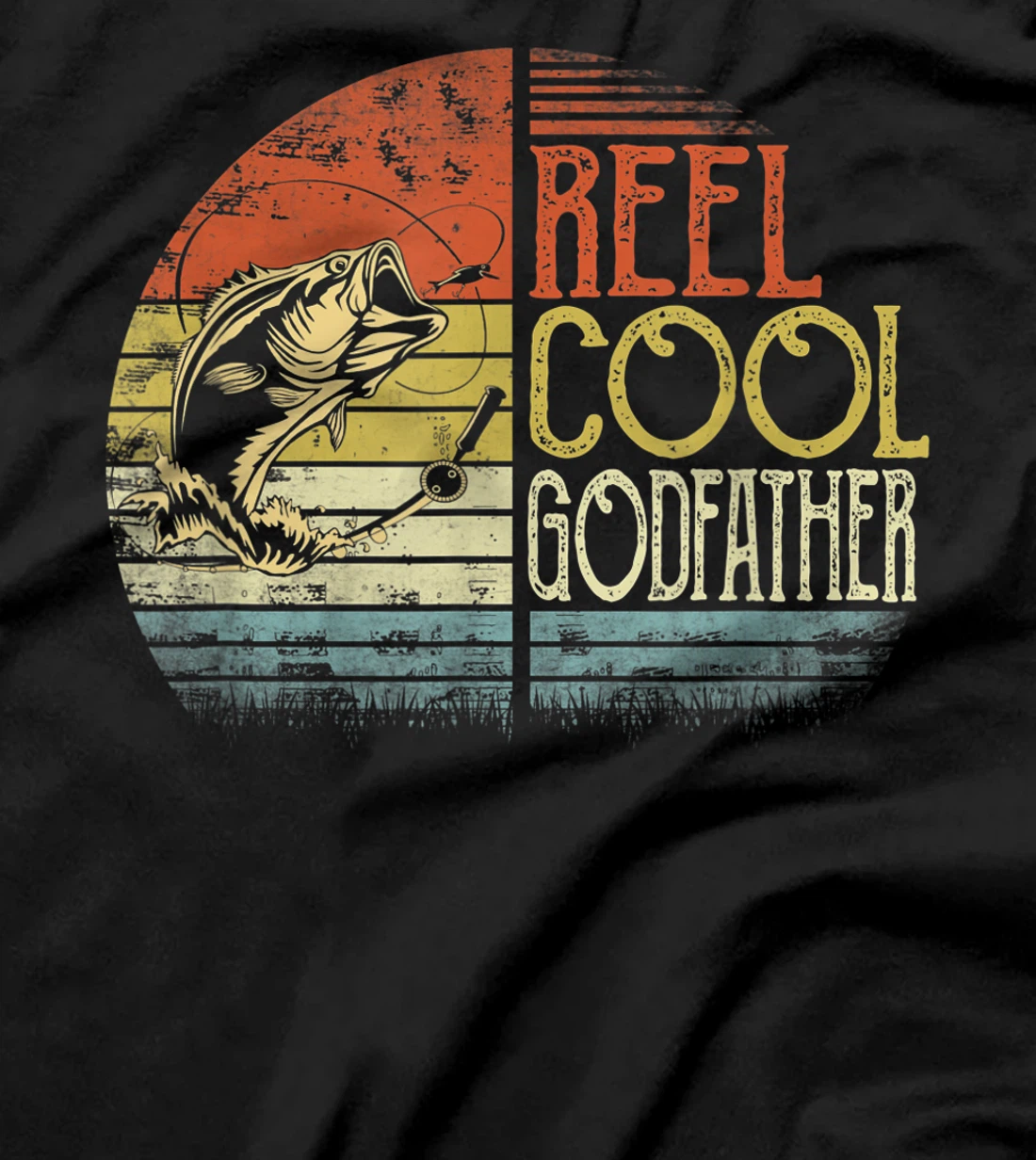 Fishing Reel Cool Godfather Fisherman Daddy Father's Day T-Shirt