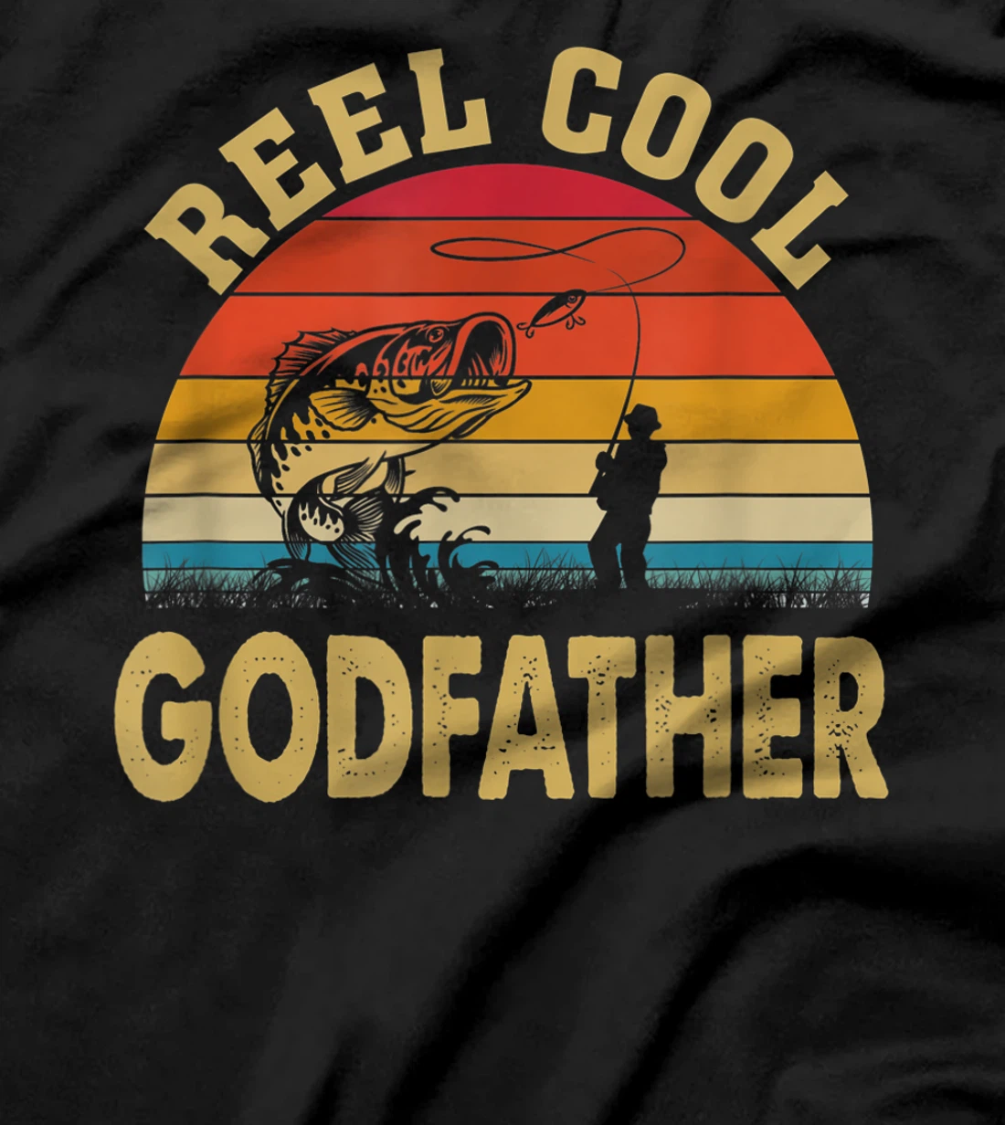 Mens Reel Cool Godfather Fishing Gifts Father's Day Fisherman T-Shirt