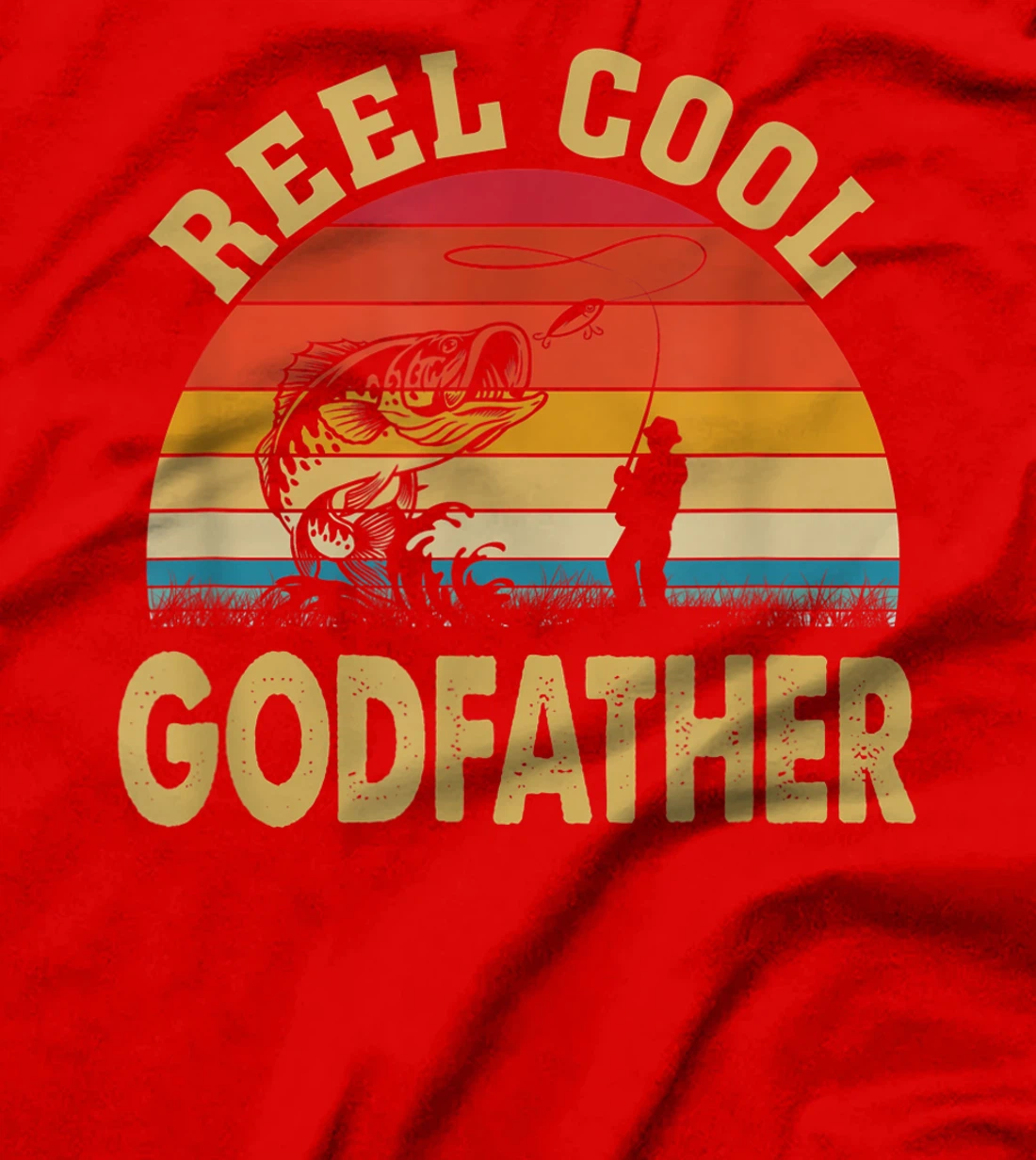 Mens Reel Cool Godfather Fishing Gifts Father's Day Fisherman T-Shirt