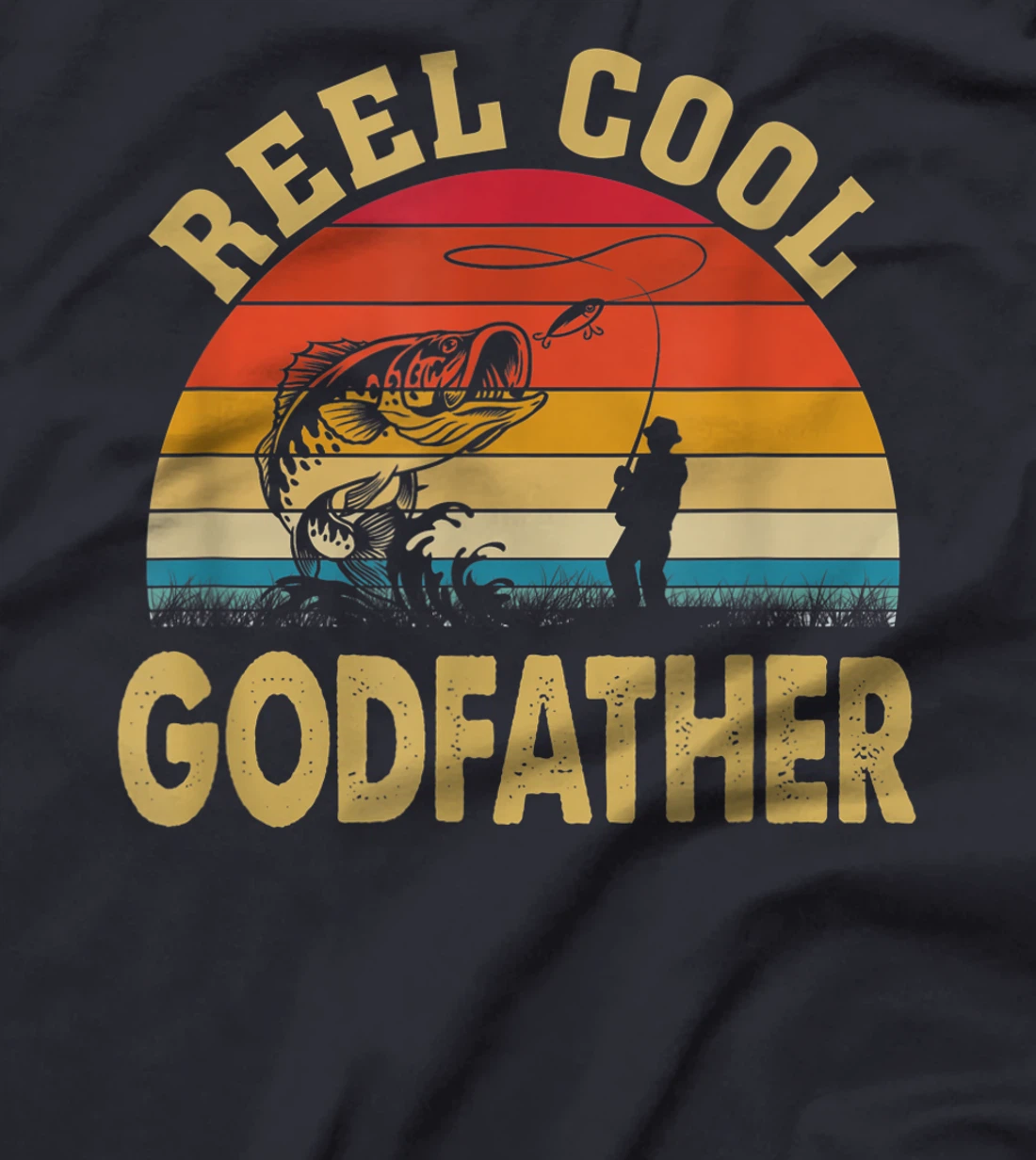 Mens Reel Cool Godfather Fishing Gifts Father's Day Fisherman T-Shirt