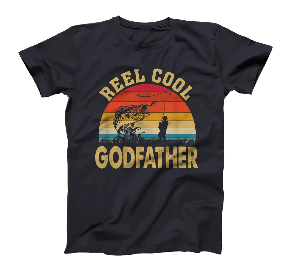 Mens Reel Cool Godfather Fishing Gifts Father's Day Fisherman T-Shirt