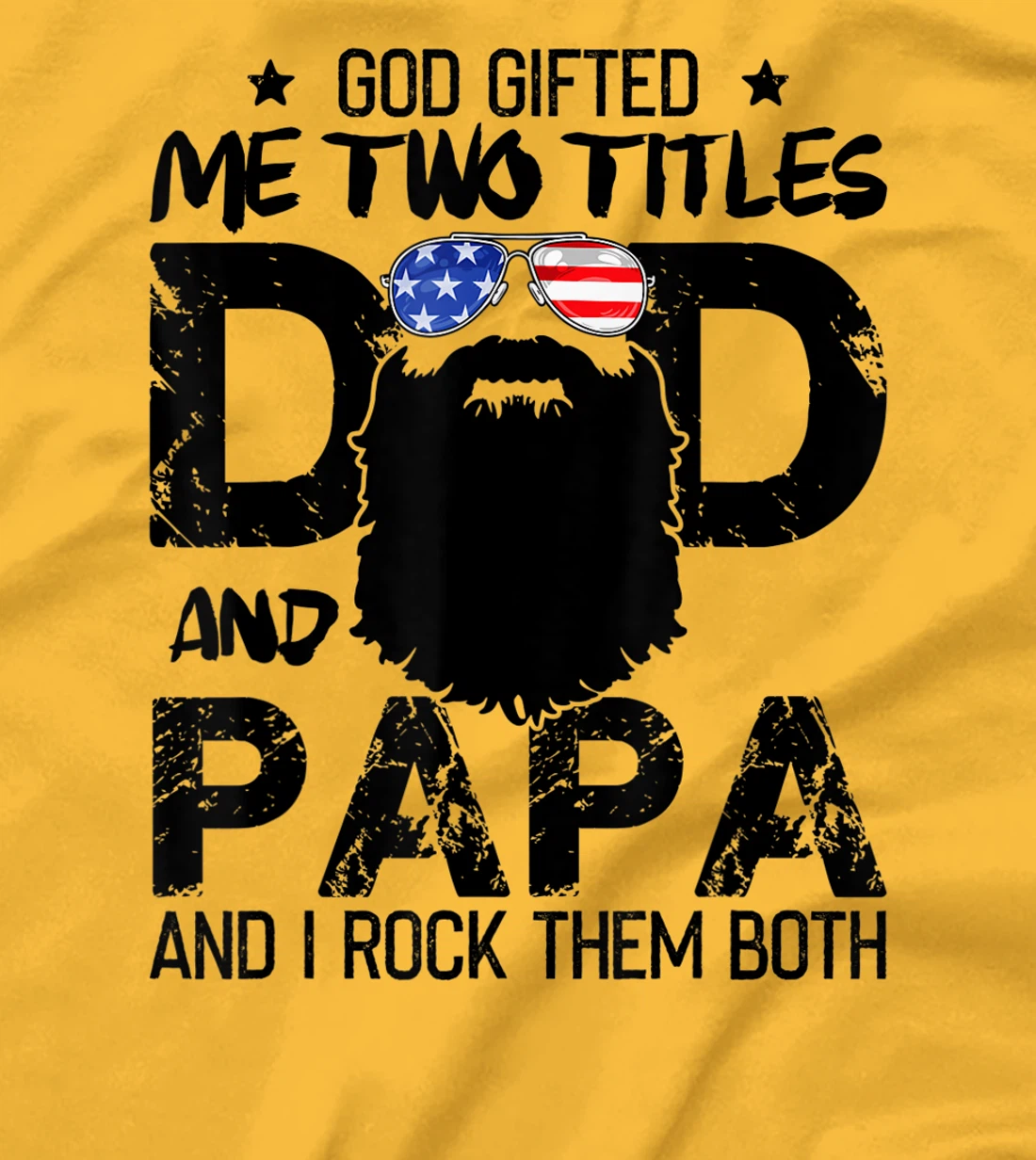 Mens God Gifted Two Titles Dad And Papa Beards Father's Day T-Shirt