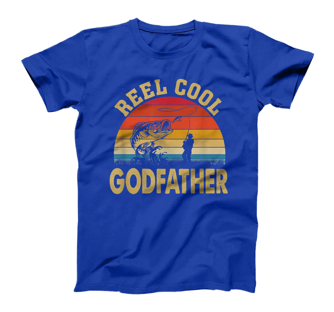Mens Reel Cool Godfather Fishing Gifts Father's Day Fisherman T-Shirt