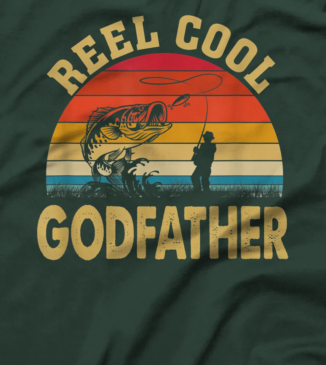 Mens Reel Cool Godfather Fishing Gifts Father's Day Fisherman T-Shirt