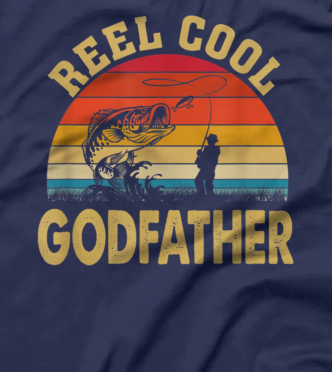 Mens Reel Cool Godfather Fishing Gifts Father's Day Fisherman T-Shirt
