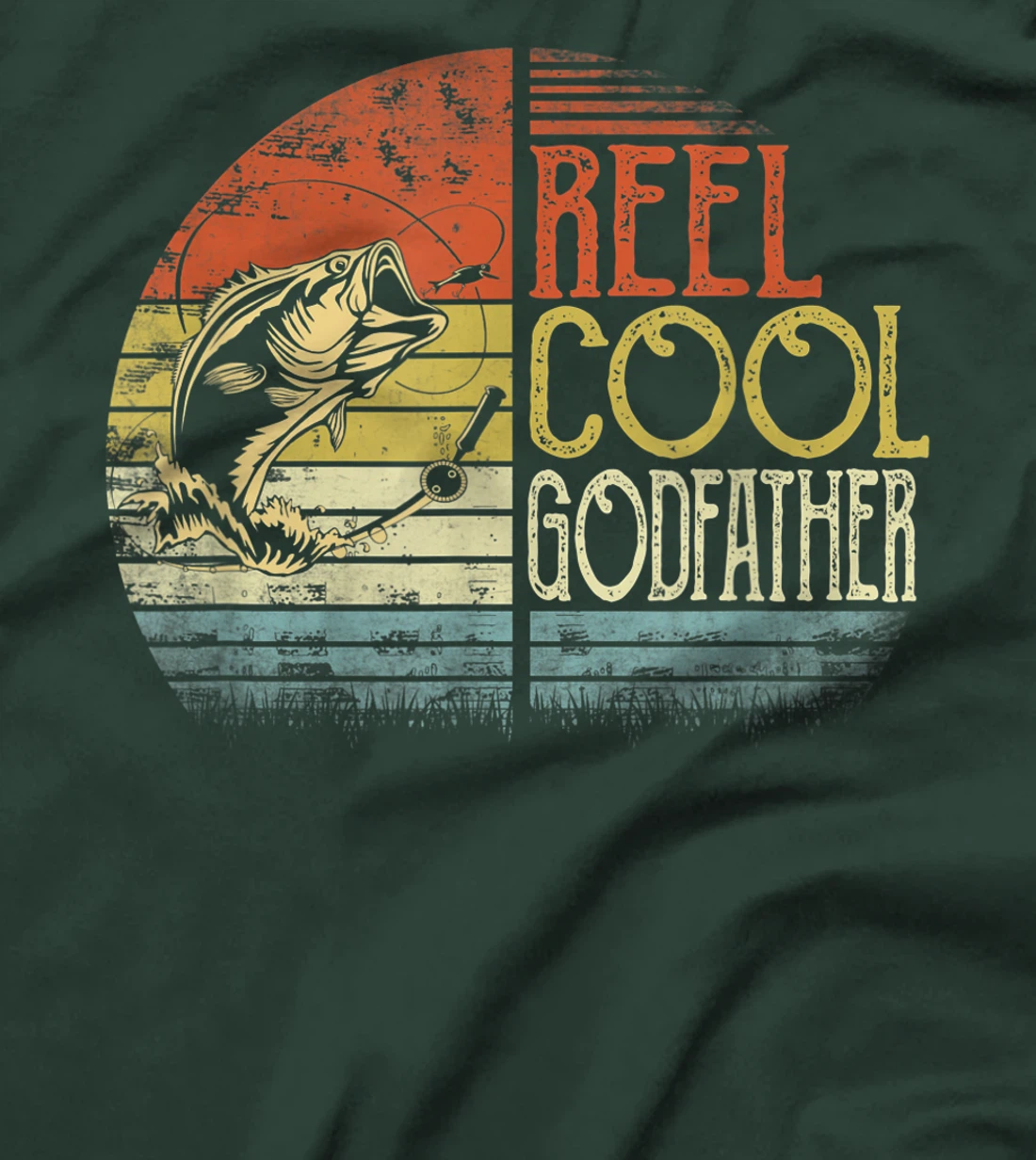Fishing Reel Cool Godfather Fisherman Daddy Father's Day T-Shirt