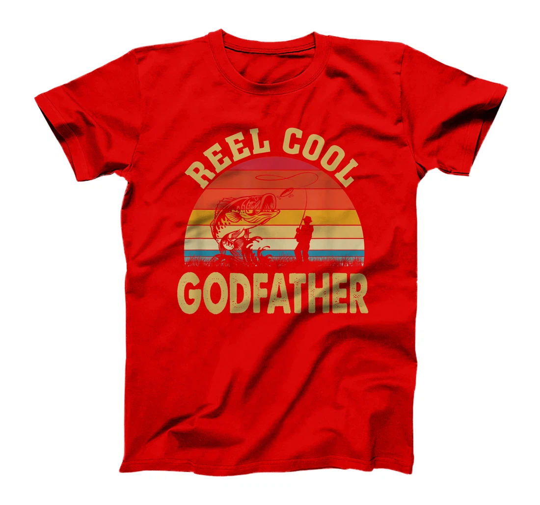 Mens Reel Cool Godfather Fishing Gifts Father's Day Fisherman T-Shirt