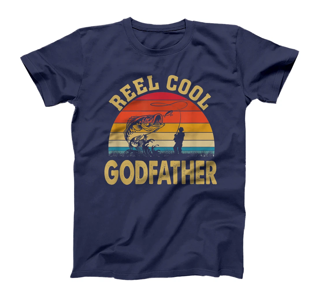 Mens Reel Cool Godfather Fishing Gifts Father's Day Fisherman T-Shirt