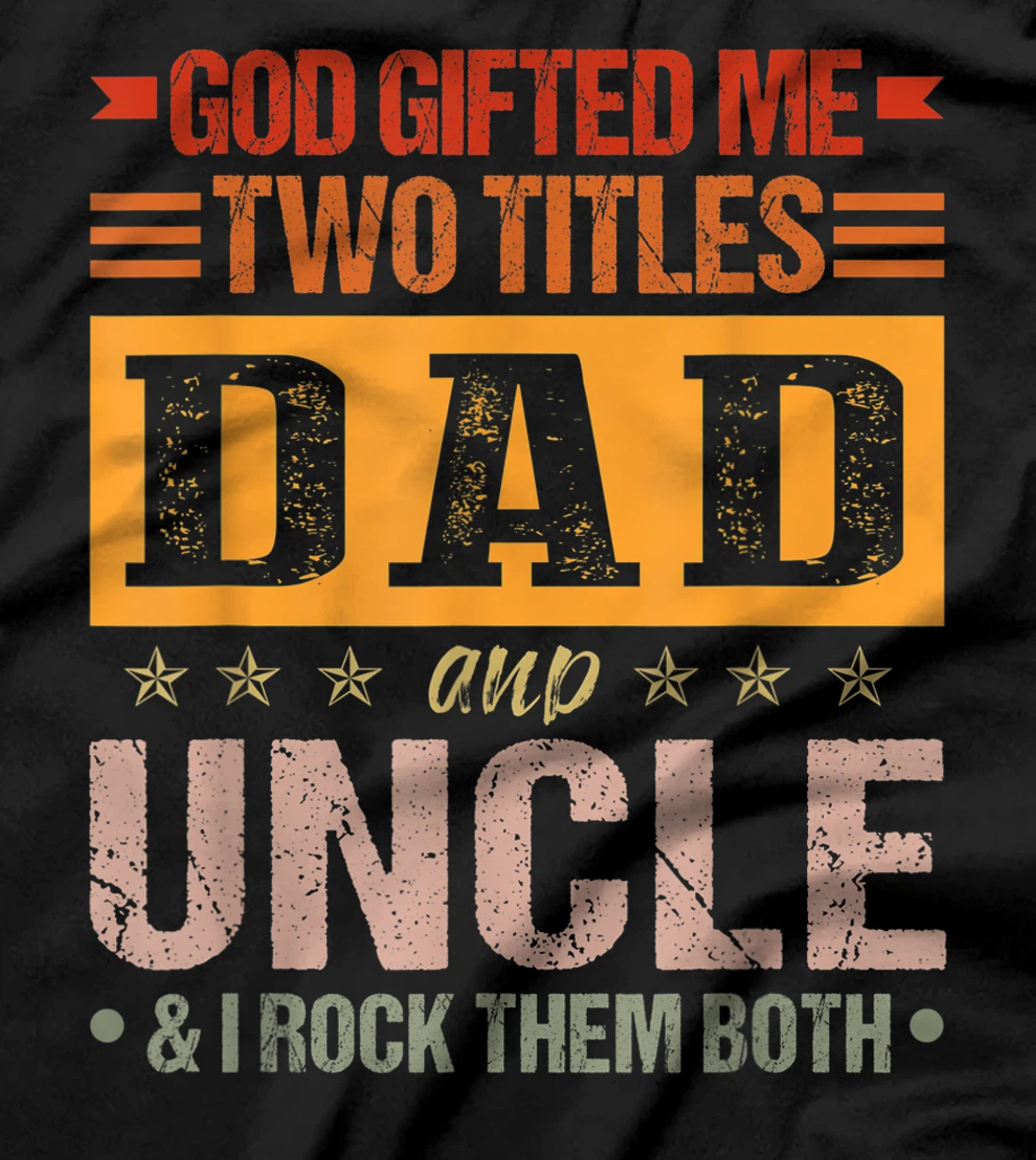 Mens God Gifted Me Two Titles Dad And Uncle Funny Father's Day T-Shirt