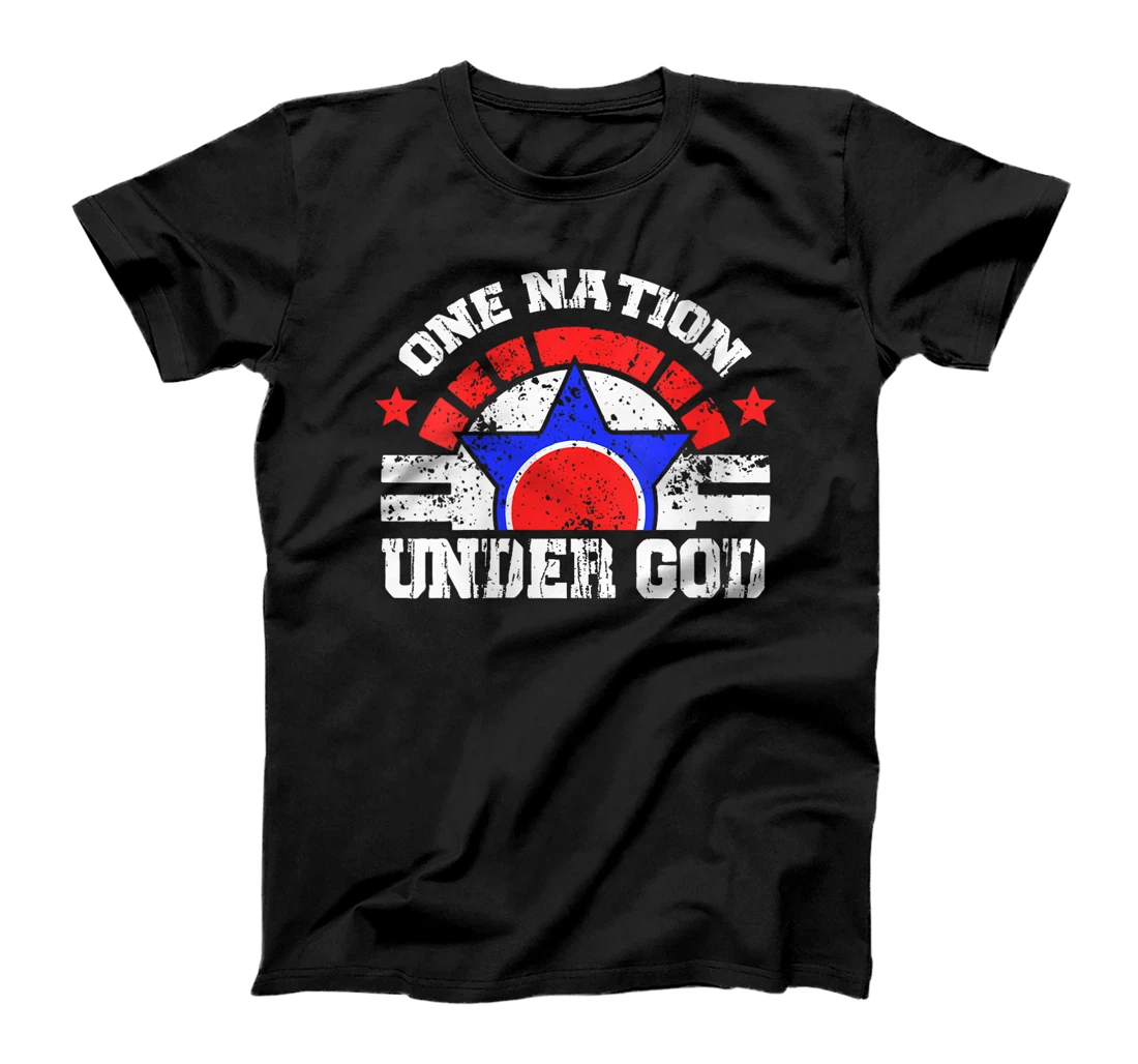 Womens American Christian Pride One Nation Under God 4th Of July T-Shirt