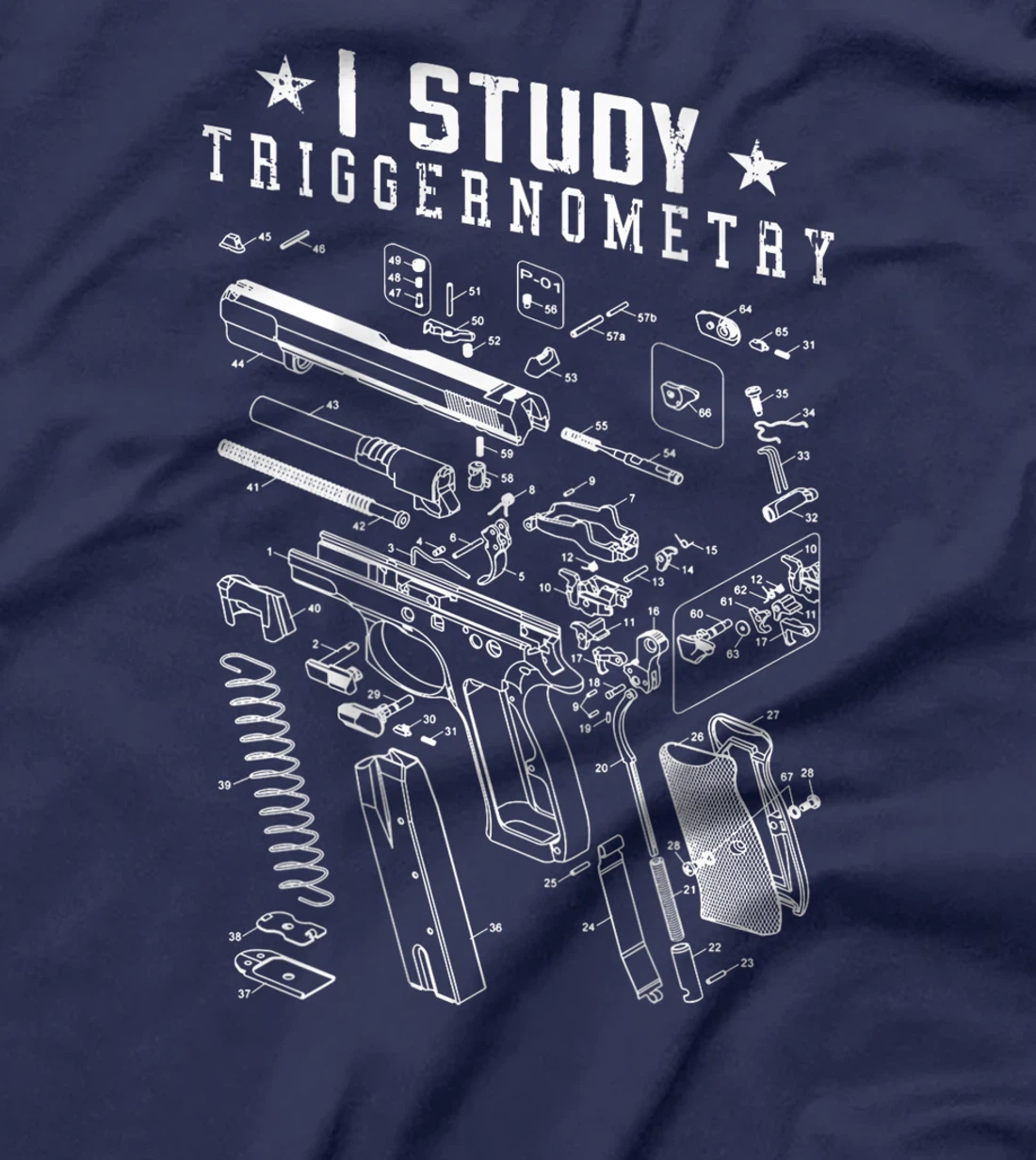 Mens I Study Triggernometry Gun Lover Veteran Gifts On Back T-Shirt