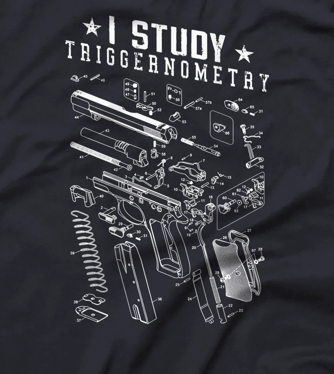 Mens I Study Triggernometry Gun Lover Veteran Gifts On Back T-Shirt
