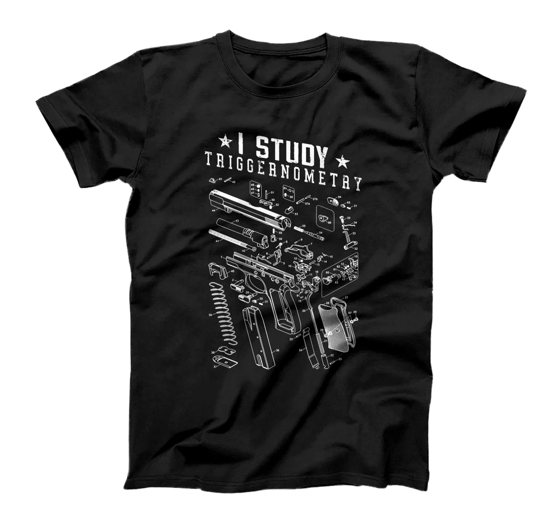Mens I Study Triggernometry Gun Lover Veteran Gifts On Back T-Shirt