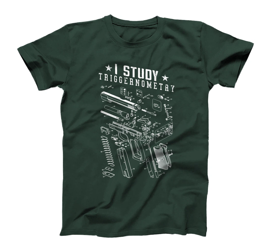 Mens I Study Triggernometry Gun Lover Veteran Gifts On Back T-Shirt