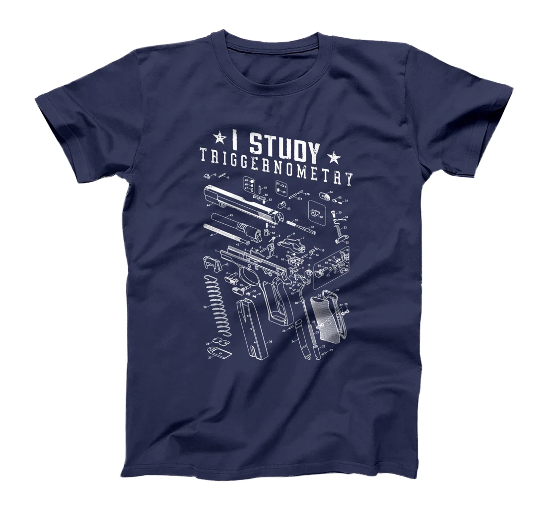 Mens I Study Triggernometry Gun Lover Veteran Gifts On Back T-Shirt