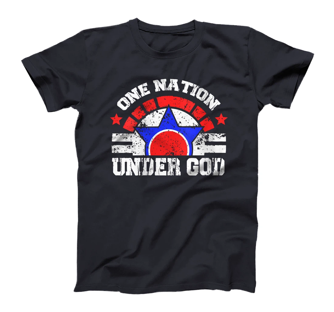 Womens American Christian Pride One Nation Under God 4th Of July T-Shirt