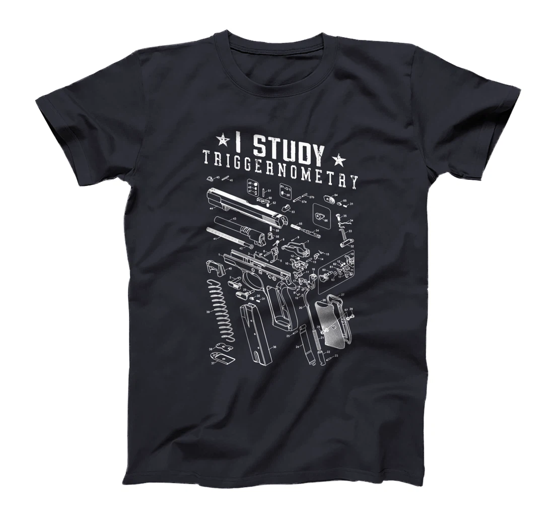 Mens I Study Triggernometry Gun Lover Veteran Gifts On Back T-Shirt