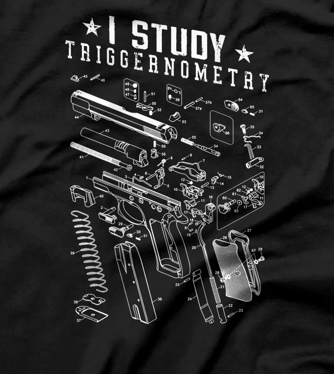 Mens I Study Triggernometry Gun Lover Veteran Gifts On Back T-Shirt