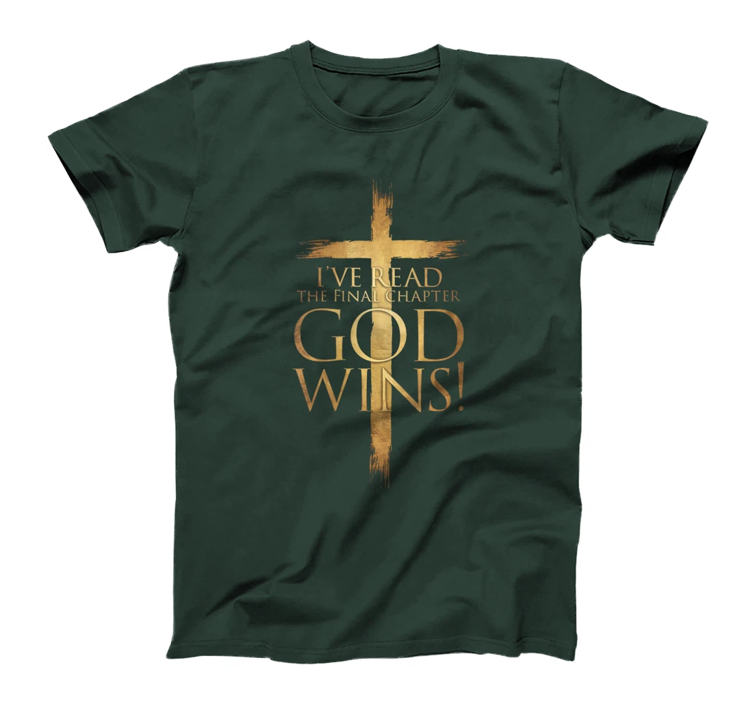 Womens I've Read the Final Chapter God Wins Christian Cross Bible T-Shirt