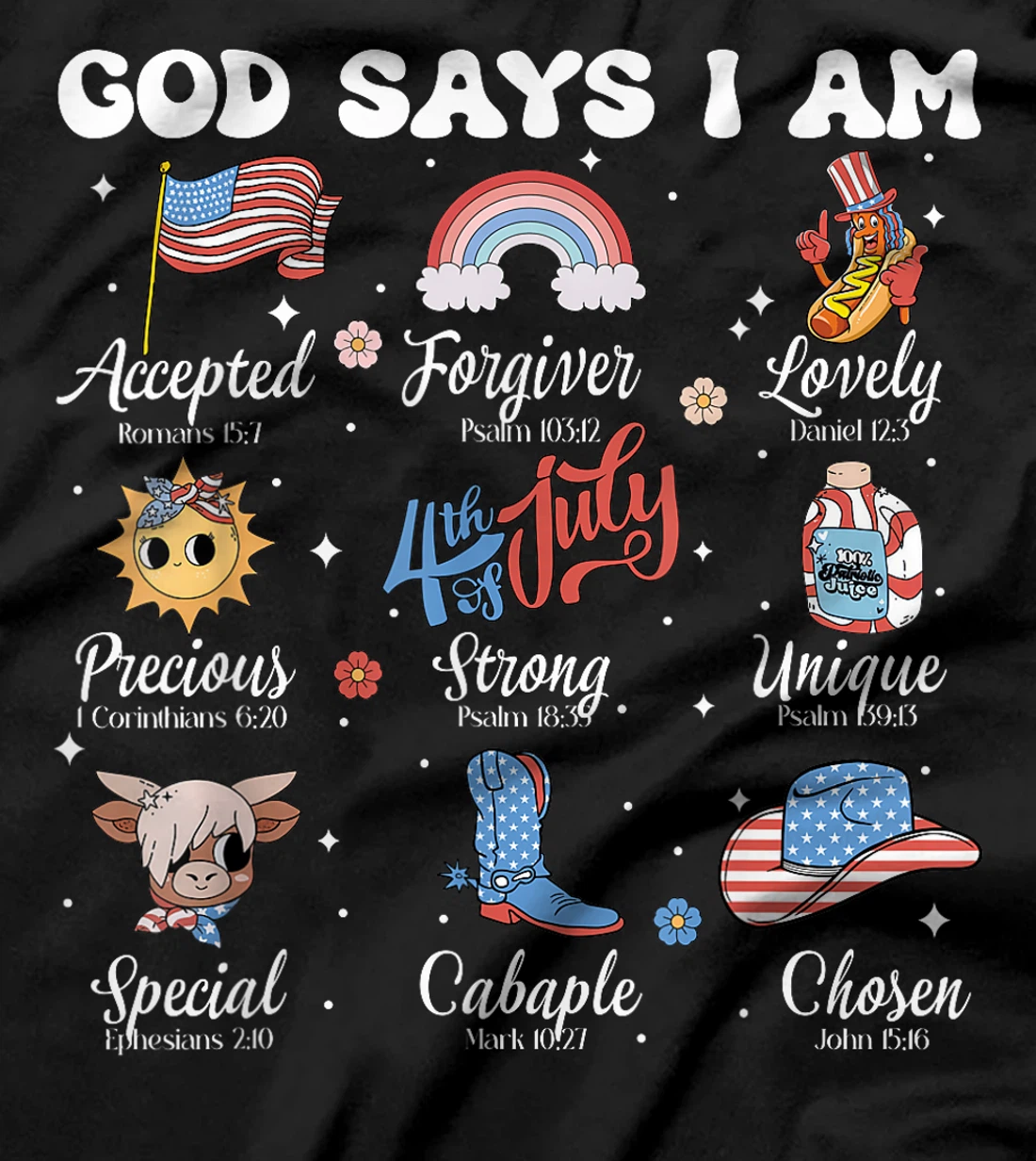 God Says I Am 4th of July Christian Patriotic Strong Loved T-Shirt