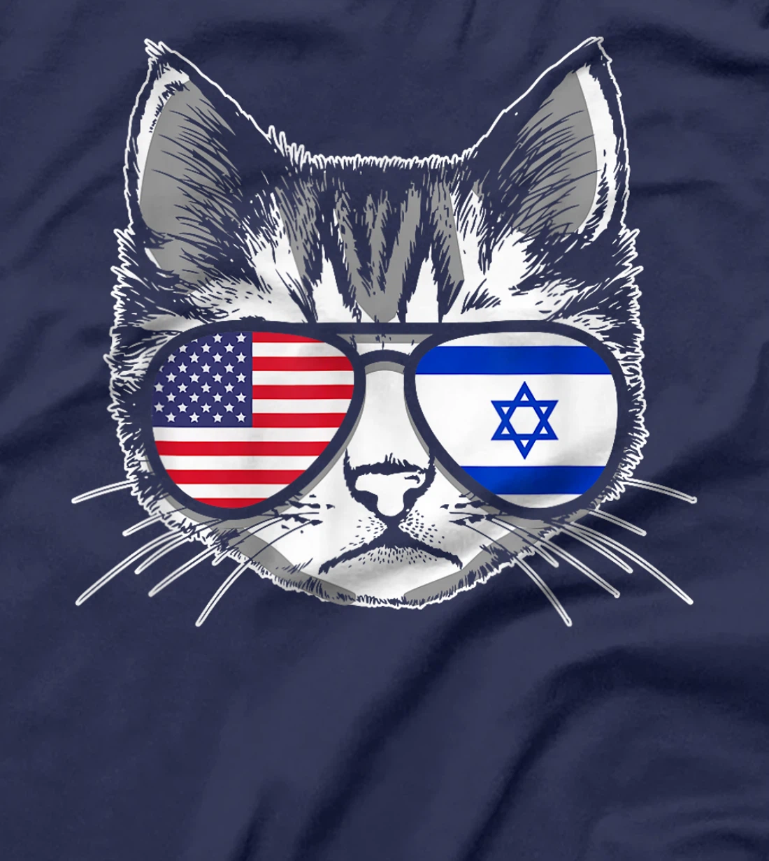 Proud Israeli American Cat Flag Pride Israel USA T-Shirt