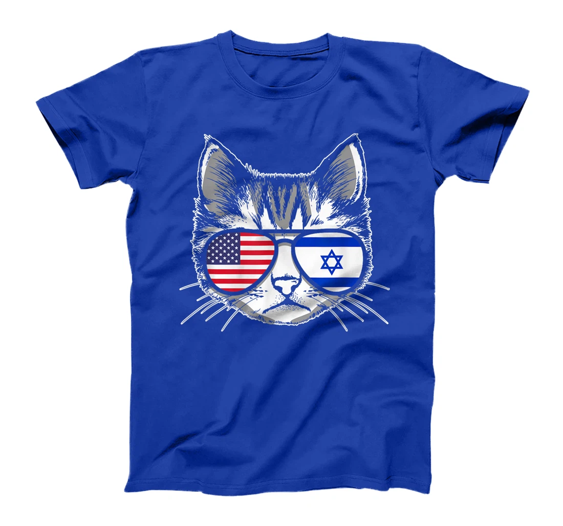 Proud Israeli American Cat Flag Pride Israel USA T-Shirt