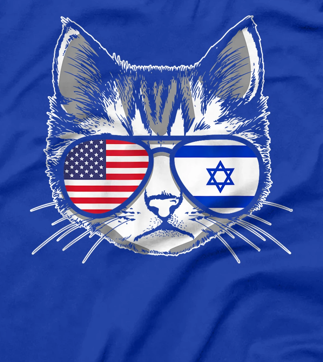 Proud Israeli American Cat Flag Pride Israel USA T-Shirt