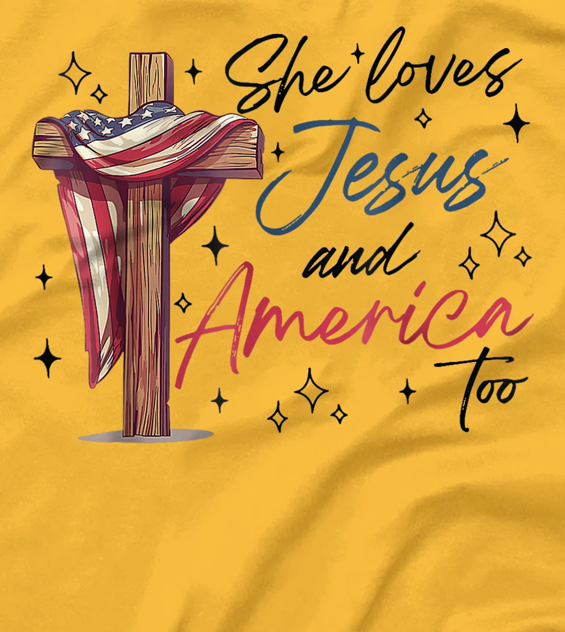 She Loves Jesus and America Too God Christian 4th of July T-Shirt