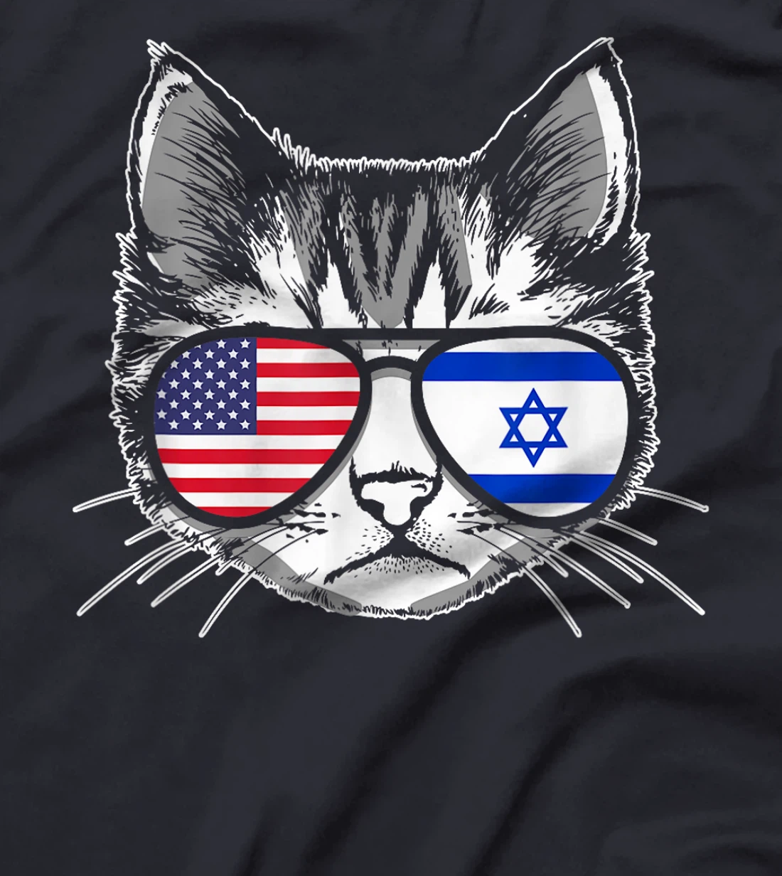 Proud Israeli American Cat Flag Pride Israel USA T-Shirt