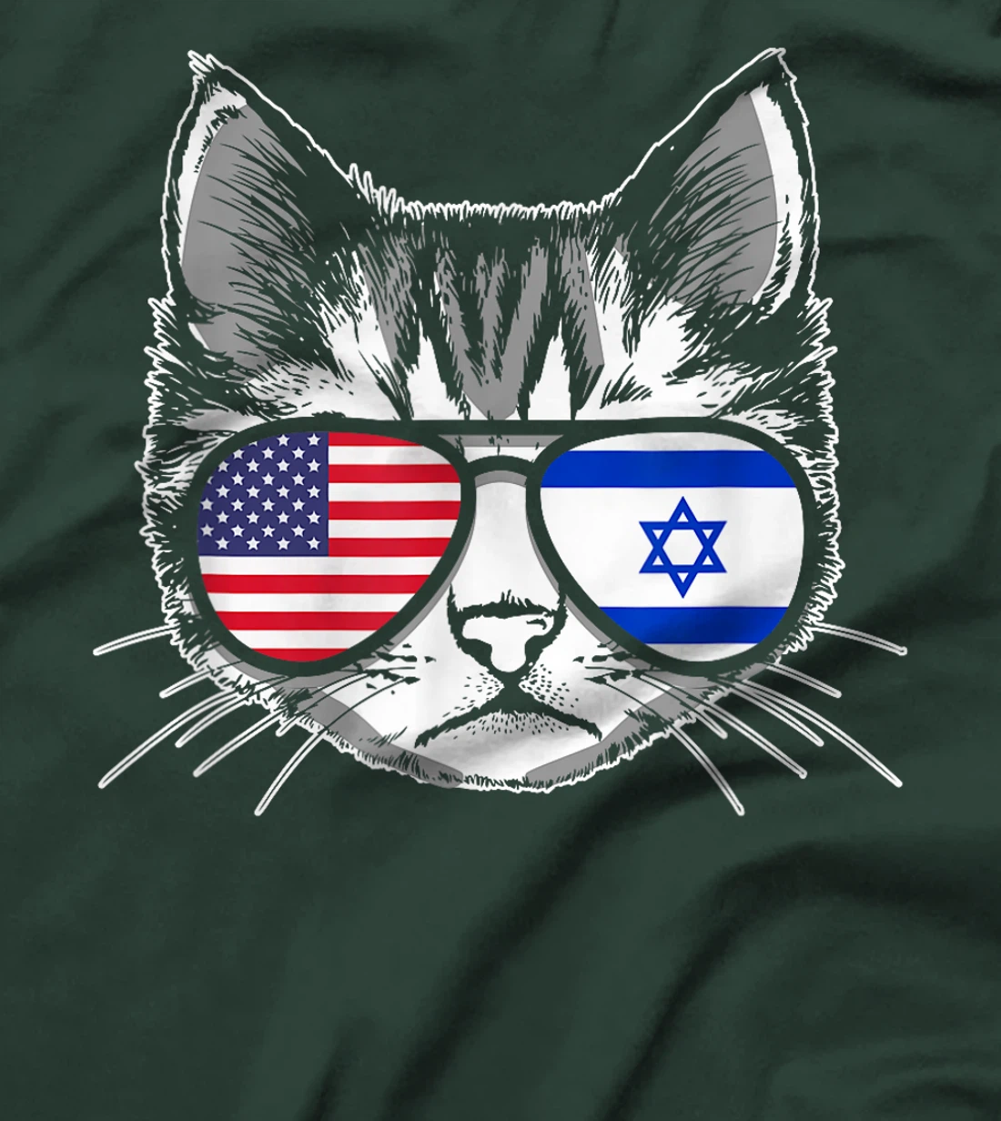 Proud Israeli American Cat Flag Pride Israel USA T-Shirt