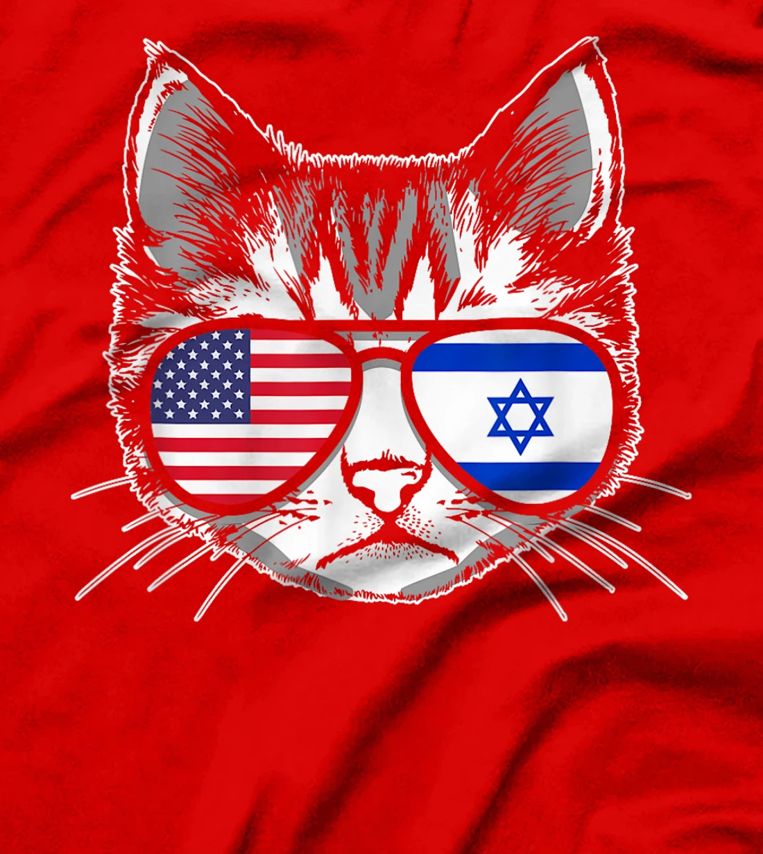 Proud Israeli American Cat Flag Pride Israel USA T-Shirt