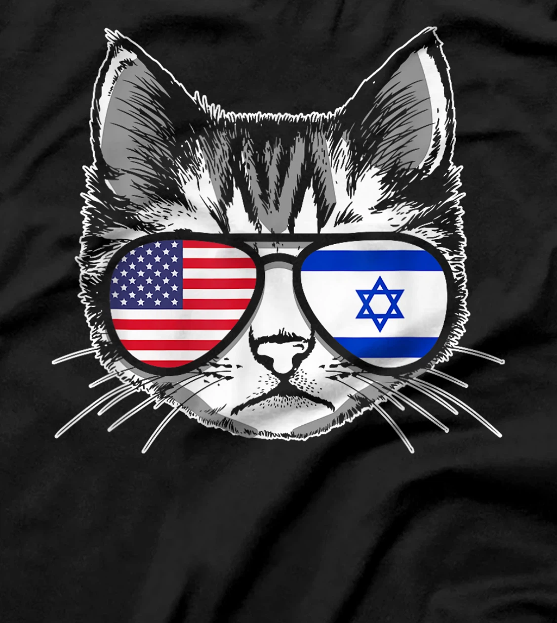 Proud Israeli American Cat Flag Pride Israel USA T-Shirt
