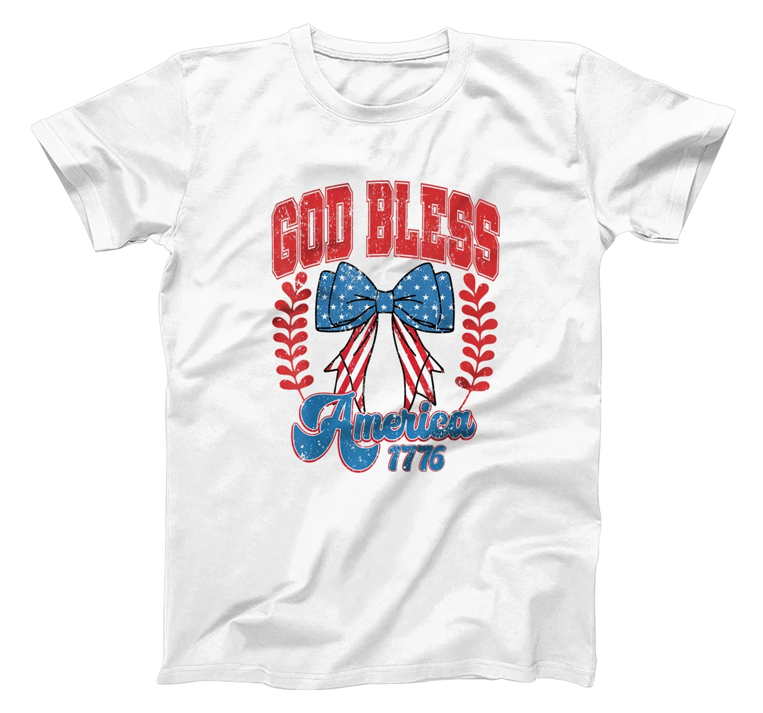 God Bless America 1776 Coquette Girls Happy 4th Of July T-Shirt
