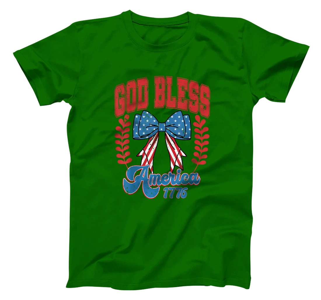 God Bless America 1776 Coquette Girls Happy 4th Of July T-Shirt