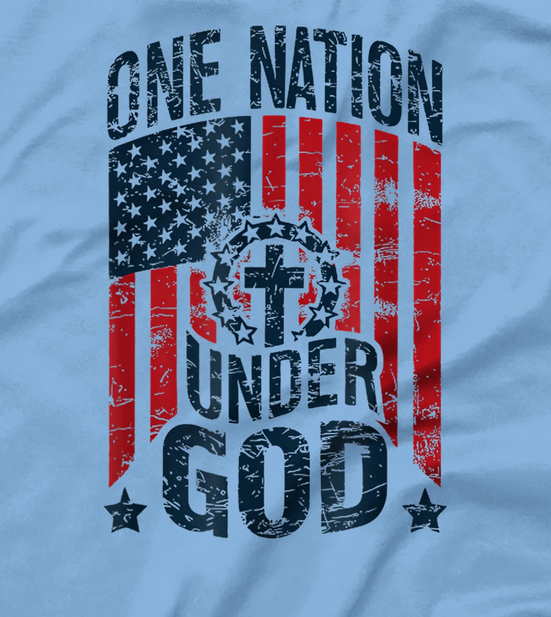 One Nation Under God American Flag Christian Patriotic T-Shirt