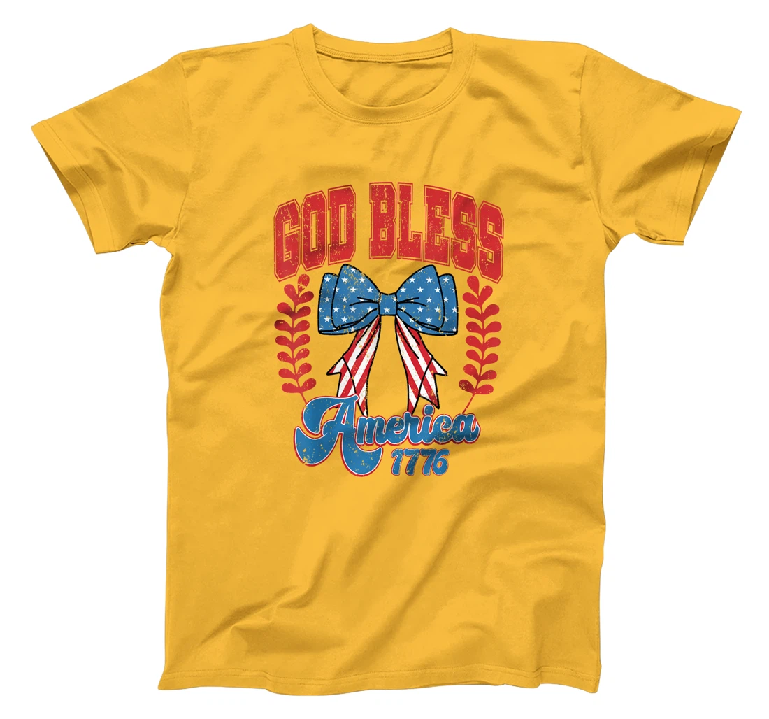 God Bless America 1776 Coquette Girls Happy 4th Of July T-Shirt