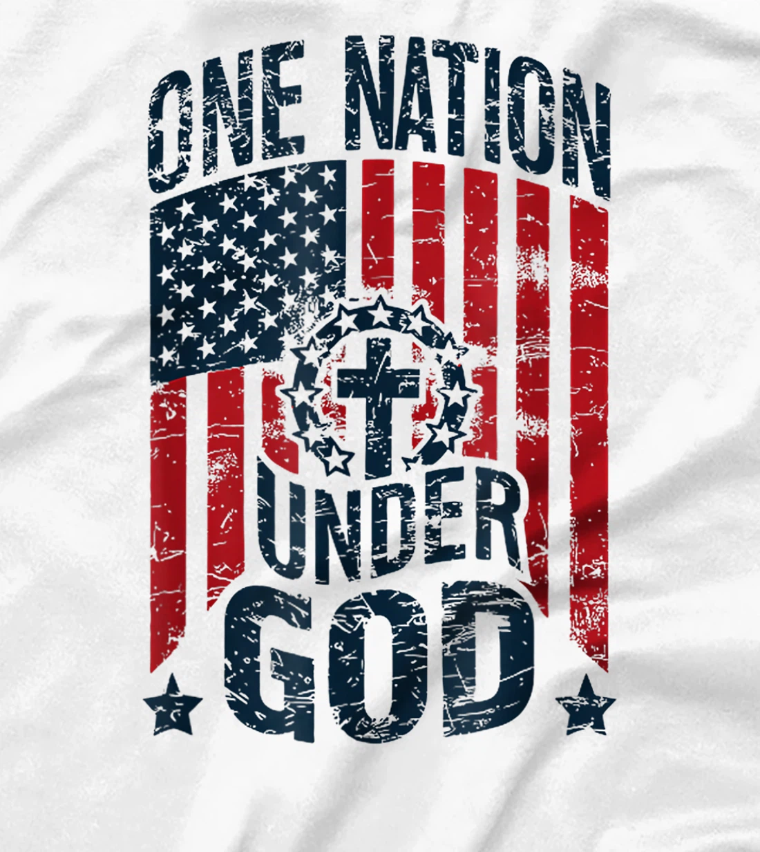 One Nation Under God American Flag Christian Patriotic T-Shirt