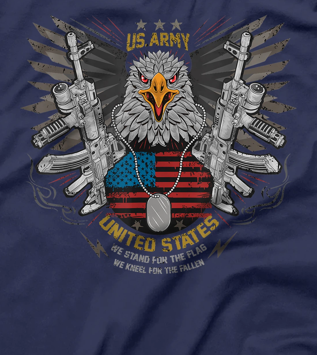 Cool Retro American Flag Eagle Powerful US Army Veteran Gift T-Shirt