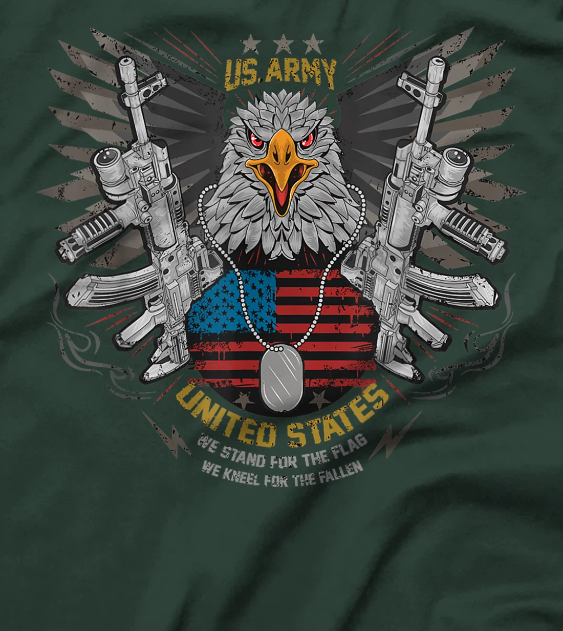 Cool Retro American Flag Eagle Powerful US Army Veteran Gift T-Shirt