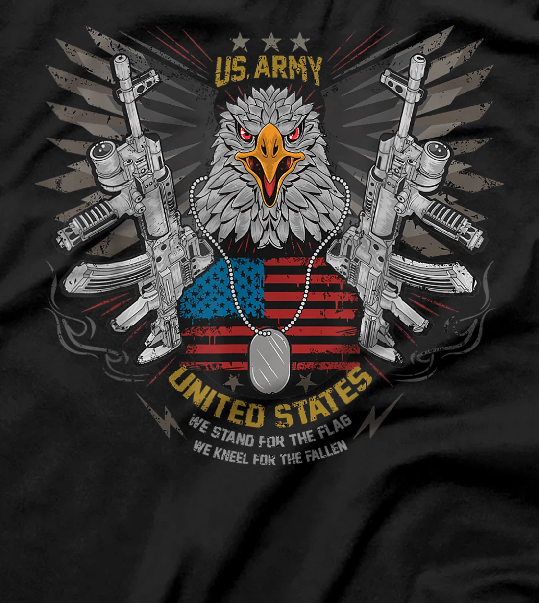 Cool Retro American Flag Eagle Powerful US Army Veteran Gift T-Shirt