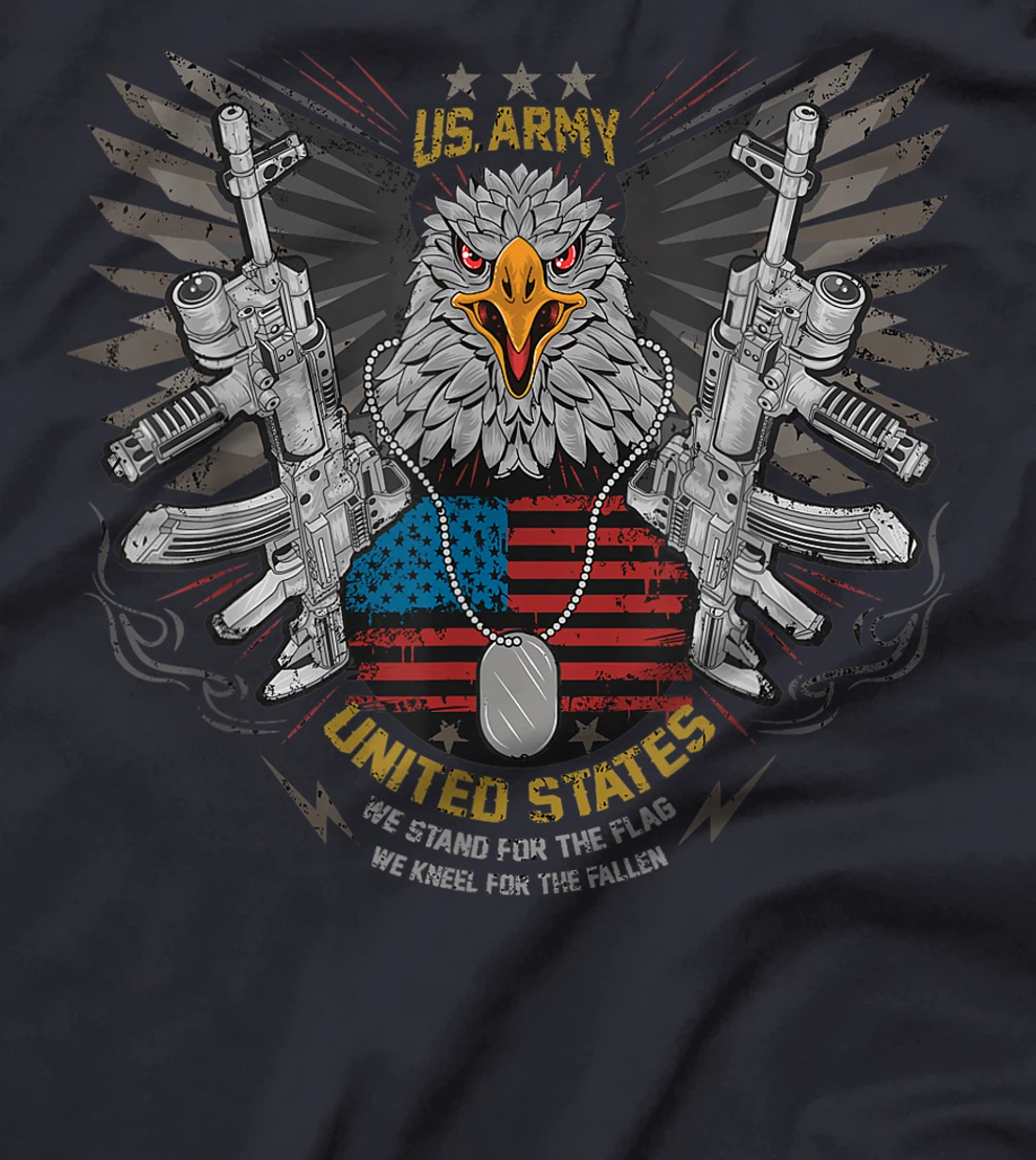 Cool Retro American Flag Eagle Powerful US Army Veteran Gift T-Shirt
