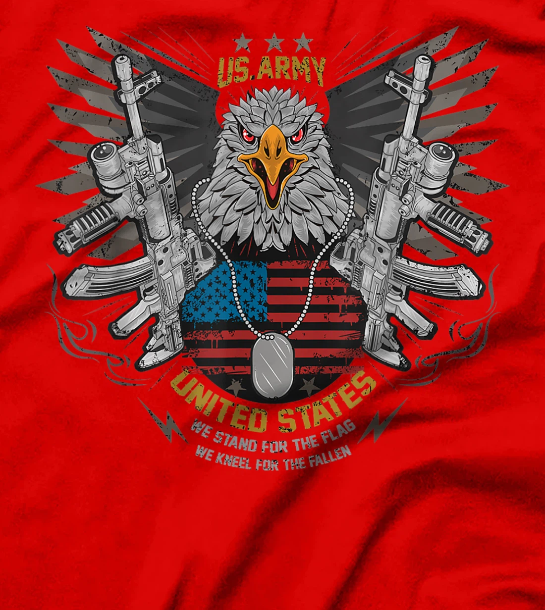 Cool Retro American Flag Eagle Powerful US Army Veteran Gift T-Shirt
