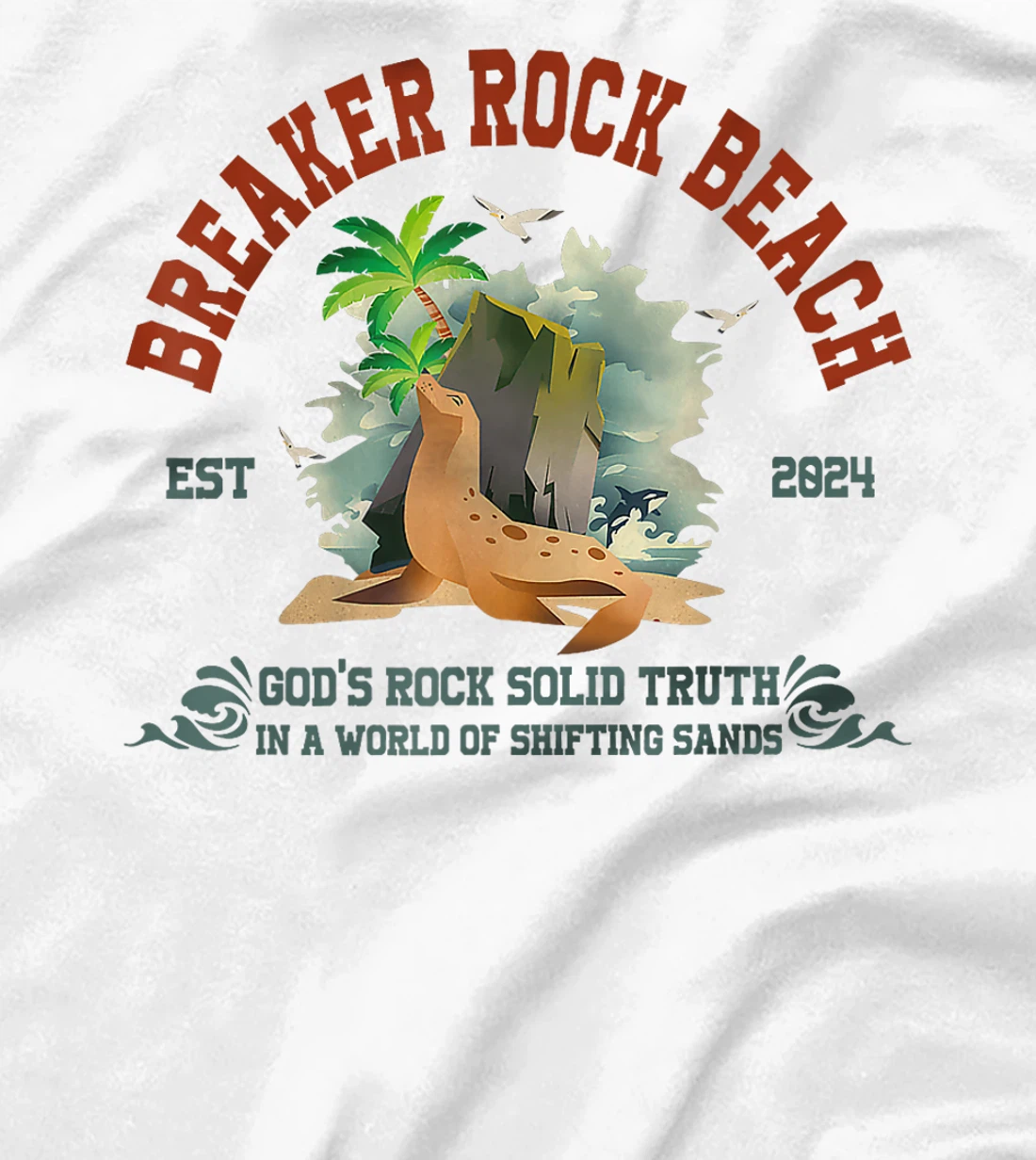Womens Breaker Rock Beach VBS 2024 Christian God's Rock Solid Truth T-Shirt