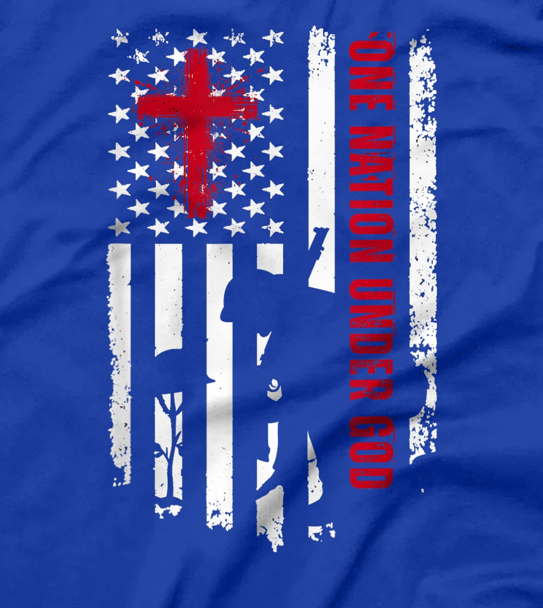 One Nation Under God Fallen Soldier Patriot Merch USA Flag T-Shirt