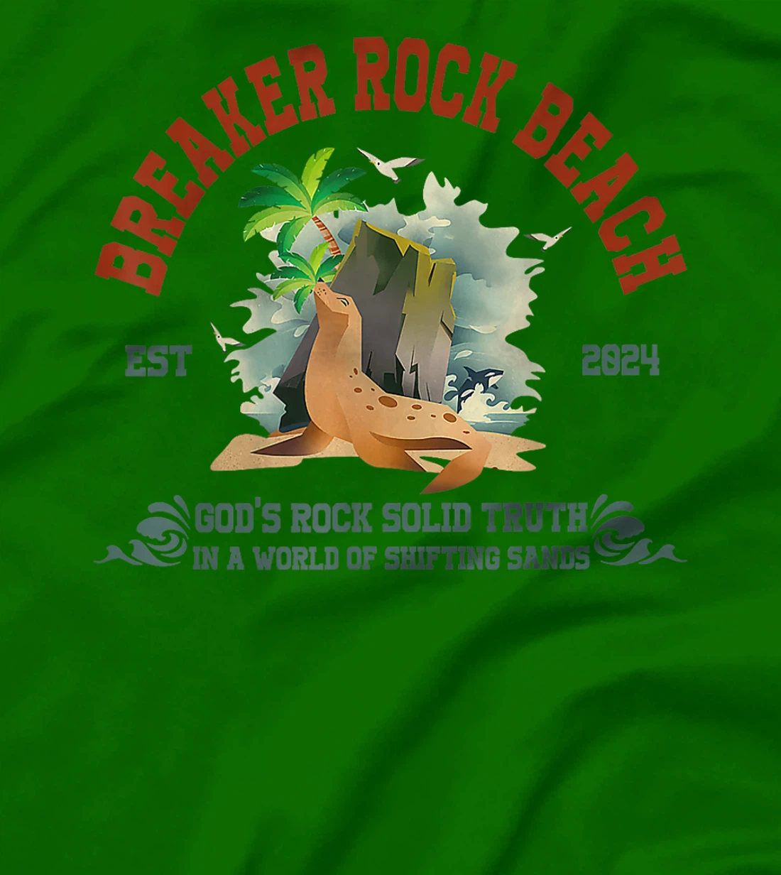 Womens Breaker Rock Beach VBS 2024 Christian God's Rock Solid Truth T-Shirt