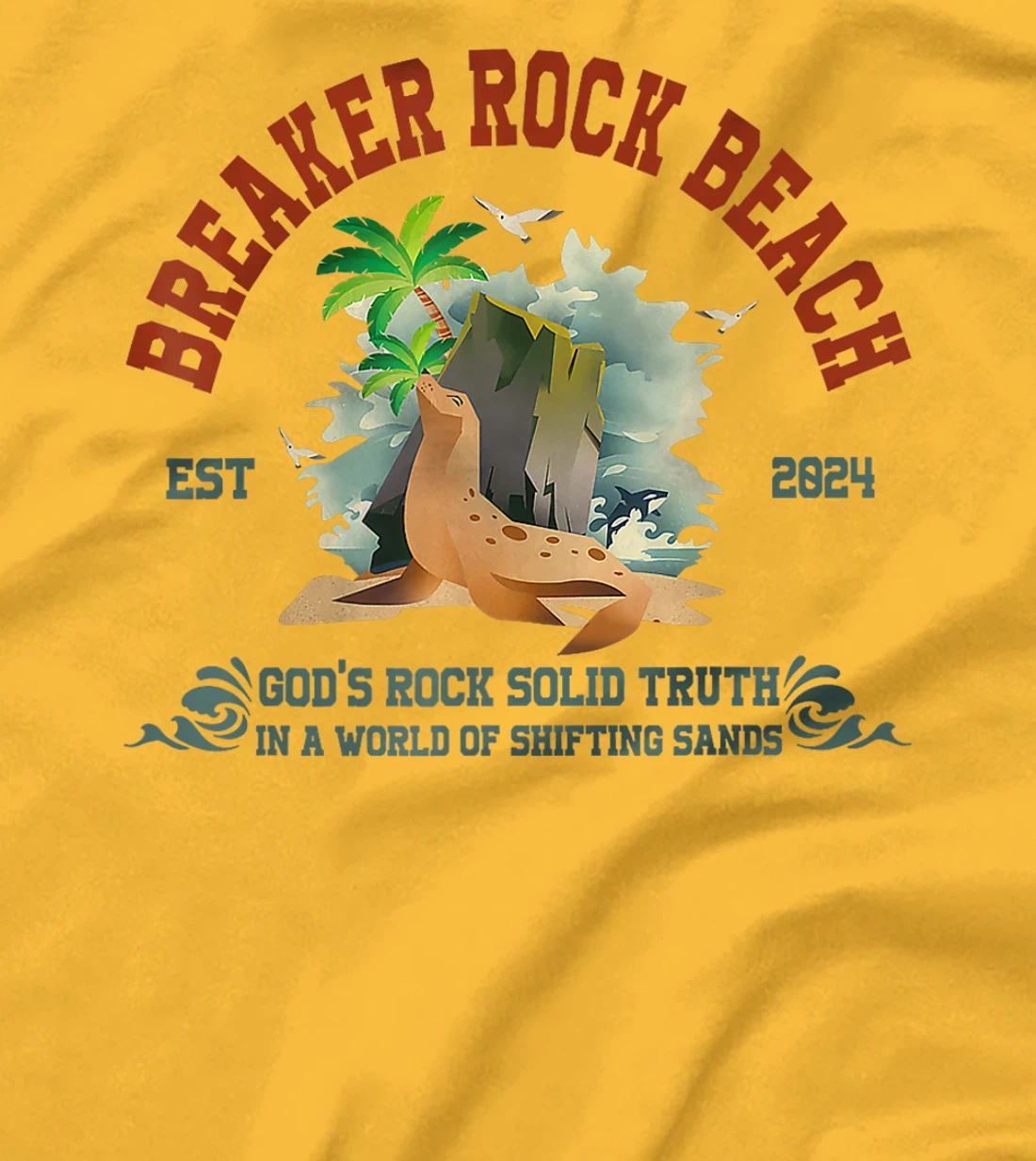 Womens Breaker Rock Beach VBS 2024 Christian God's Rock Solid Truth T-Shirt