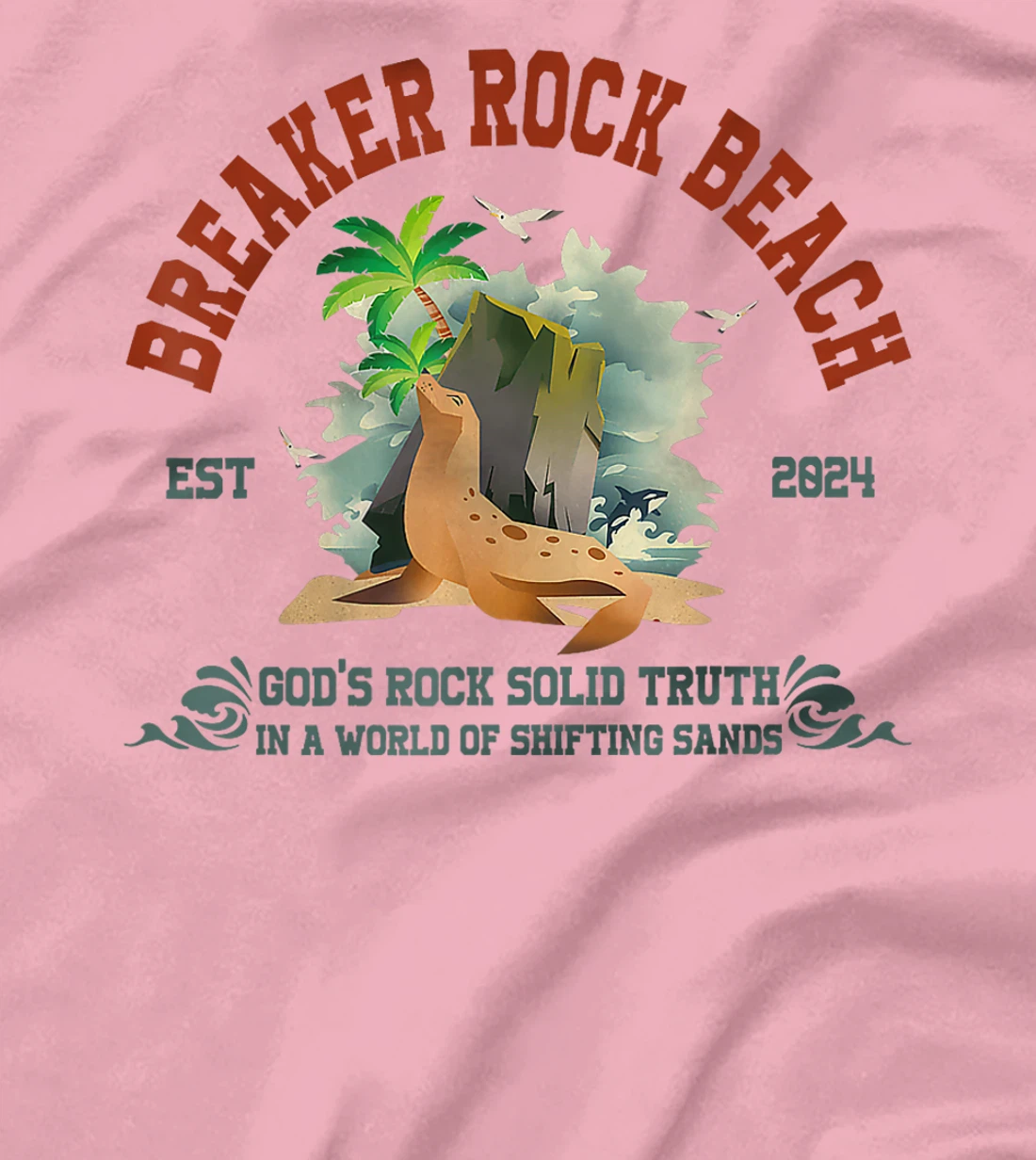 Womens Breaker Rock Beach VBS 2024 Christian God's Rock Solid Truth T-Shirt