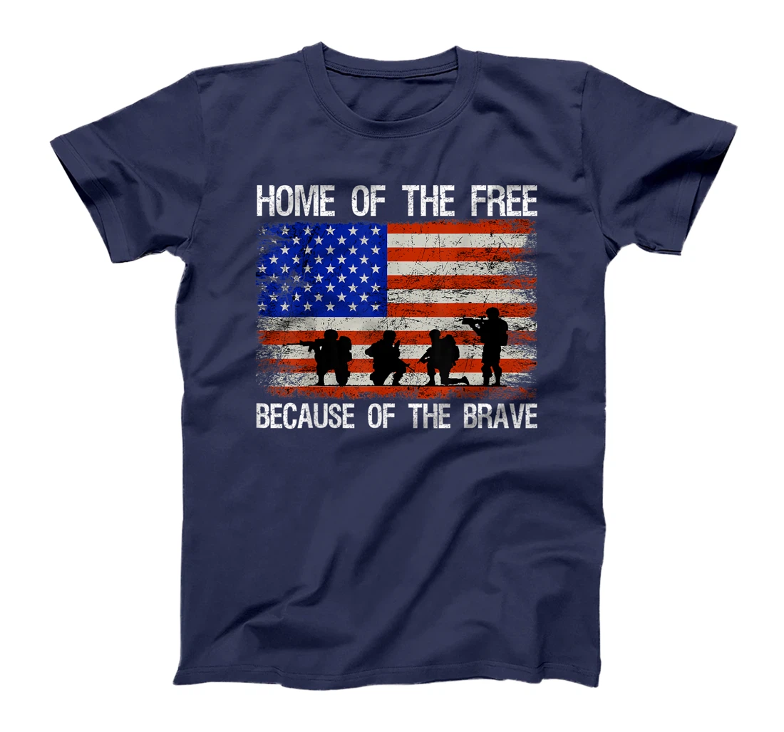 Home Of The Free Because Of The Brave Veteran American Flag T-Shirt