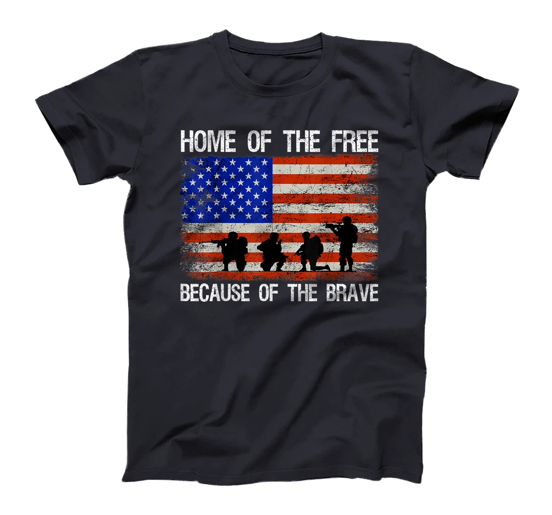 Home Of The Free Because Of The Brave Veteran American Flag T-Shirt