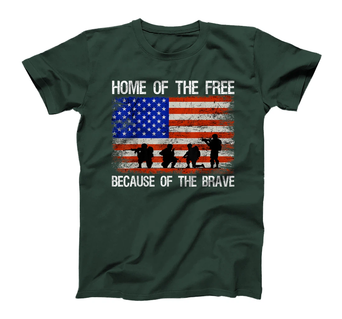 Home Of The Free Because Of The Brave Veteran American Flag T-Shirt